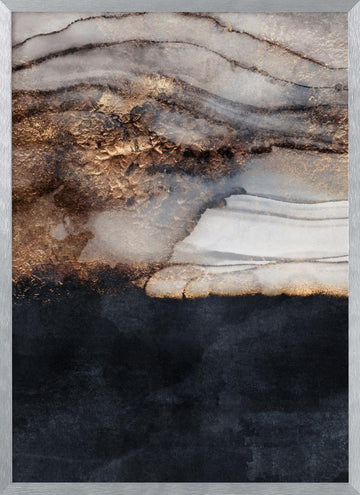Golden Fluid Abstract | Poster - Silver Frame Interior