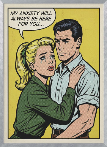 Crying Woman Anxiety Pop Art | Poster - Silver Frame Interior