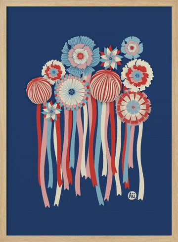 Patriotic Rosette Ribbons | Poster - Wood Frame Interior