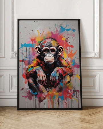 Vibrant Chimp Splatter | Poster - Room Interior 1