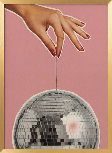 Retro Disco Hand | Poster - Gold Frame Interior