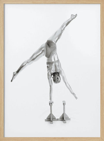 Graceful Silver Handstand | Poster - Wood Frame Interior