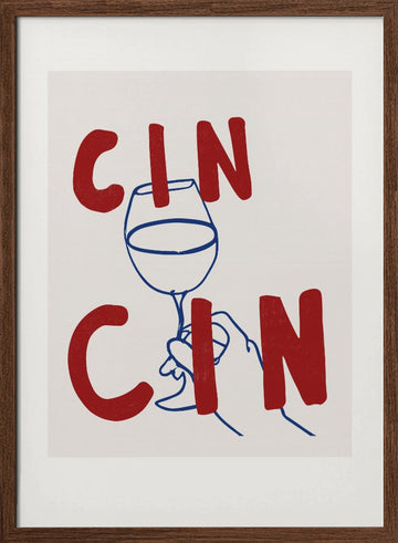 Cheers in Lines | Poster - Walnut Frame Interior