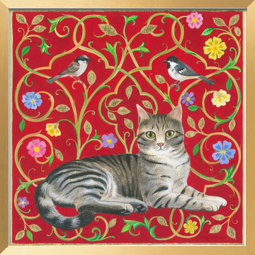 Floral Feline Harmony | Poster - Gold Frame Interior