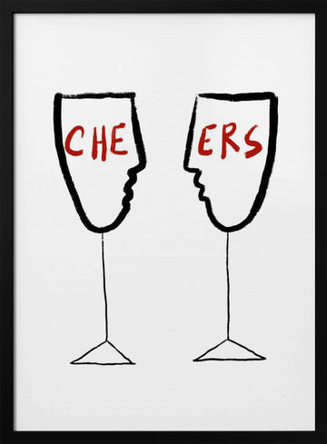 Cheers Faces | Poster - Black Metal Frame Interior