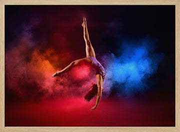 Dynamic Gymnast Leap | Poster - Wood Frame Interior