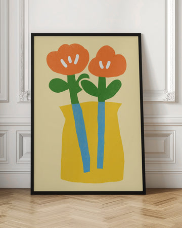 Two Stylized Orange Flowers | Poster - Room Interior 1