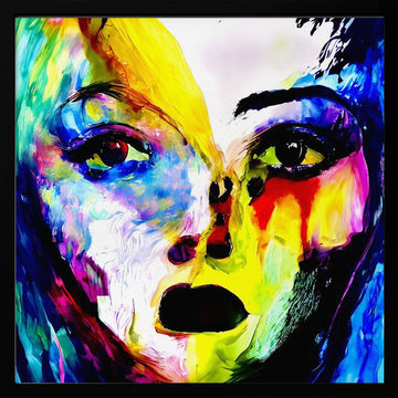 Vibrant Abstract Portrait | Poster - Black Metal Frame Interior