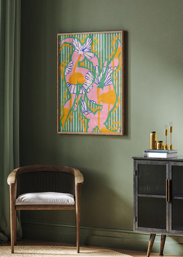 Vibrant Striped Daisies | Poster - Room Interior 2