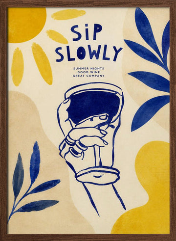 Sip Slowly Summer | Poster - Walnut Frame Interior