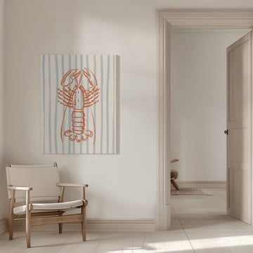 Coastal Striped Lobster | Canvas - Room Interior 1