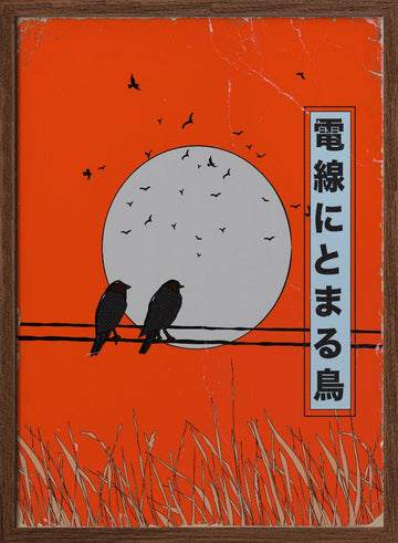 Orange Sky Birds | Poster - Walnut Frame Interior