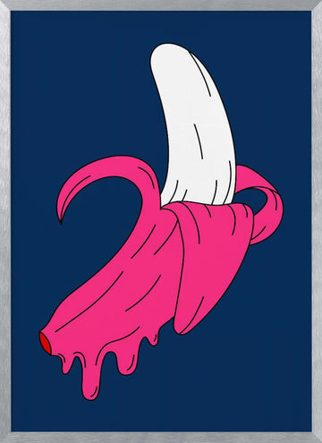 Dripping Pink Banana | Poster - Silver Frame Interior
