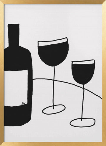 Wine Glasses | Poster - Gold Frame Interior