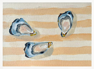 Coastal Oysters on Stripes | Poster - White Frame Interior
