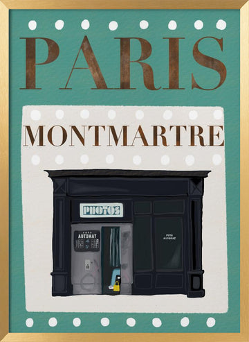 Paris Montmartre Photo Booth | Poster - Gold Frame Interior