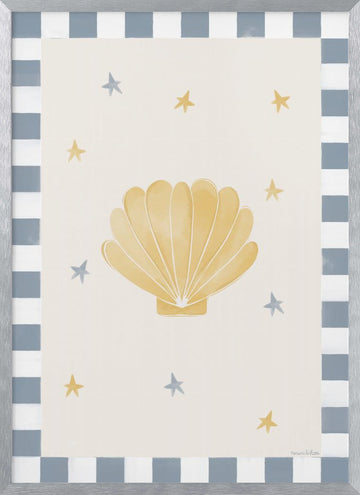 Whimsical Scallop and Stars | Poster - Silver Frame Interior
