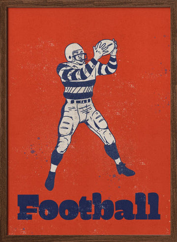 Vintage Football Catch | Poster - Walnut Frame Interior