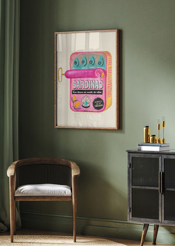 Whimsical Pink Sardines | Poster - Room Interior 2