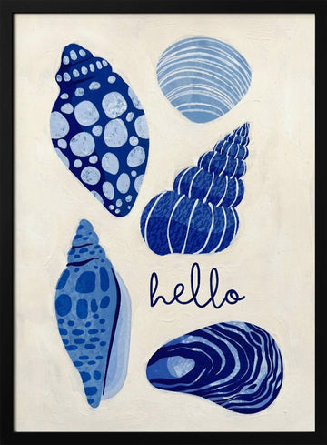 Hello Blue Seashells | Poster - Black Metal Frame Interior