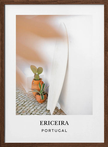 Ericeira surf Travel poster | Poster - Walnut Frame Interior