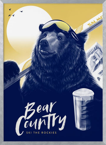 Après Ski Bear | Poster - Silver Frame Interior