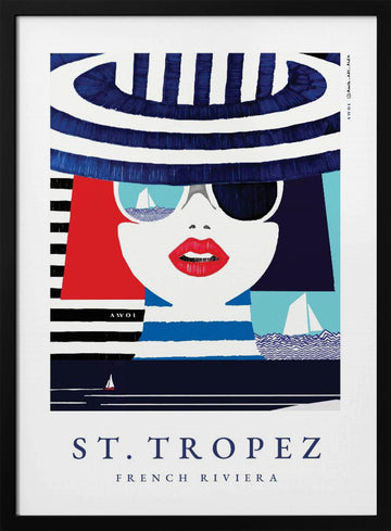 St Tropez Chic Woman | Poster - Black Metal Frame Interior