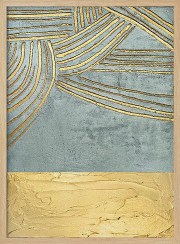 Textured Gold Waves | Poster - Wood Frame Interior
