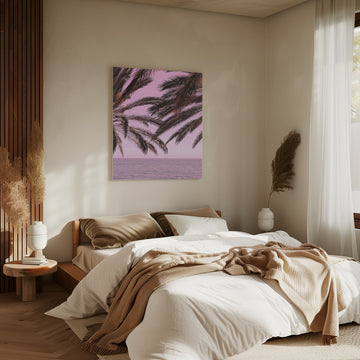 Pink Sky Tropical Palms | Canvas - Room Interior 2