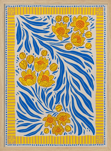 Vibrant Floral Pattern | Poster - Wood Frame Interior