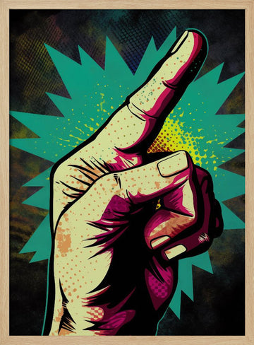 Pointing Hand Pop Art | Poster - Wood Frame Interior