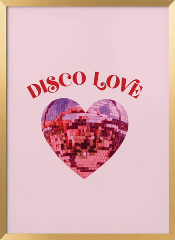 Disco Love Heart | Poster - Gold Frame Interior