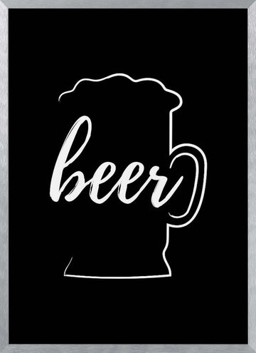 Beer Mug Calligraphy | Poster - Silver Frame Interior