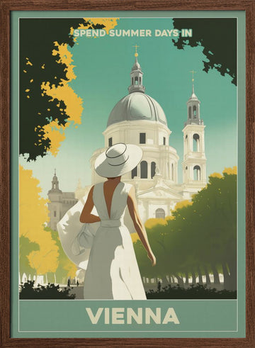 Summer Days in Vienna | Poster - Walnut Frame Interior
