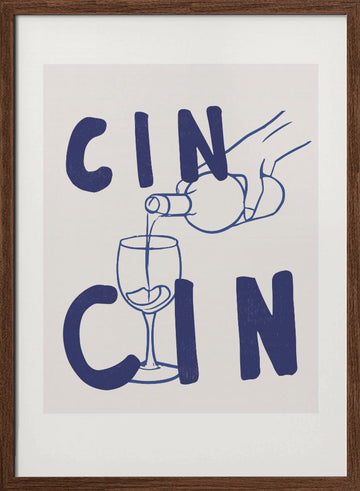 Cheers in Blue | Poster - Walnut Frame Interior