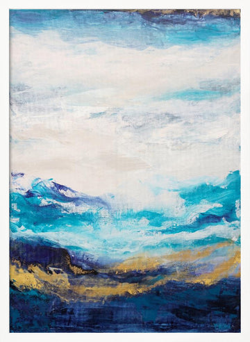 Golden Ocean Abstract | Poster - White Frame Interior