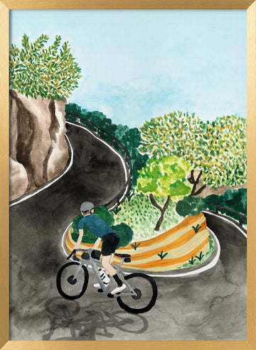 Scenic Mountain Cycling | Poster - Gold Frame Interior