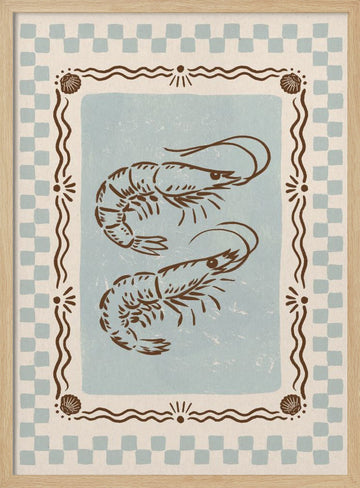 Rustic Shrimp Duo | Poster - Wood Frame Interior