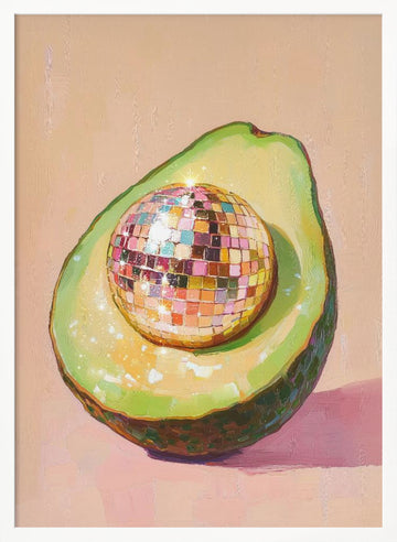 Avocado Disco Ball | Poster - White Frame Interior