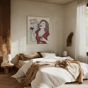 Wine Not Woman Laughing | Canvas - Room Interior 2