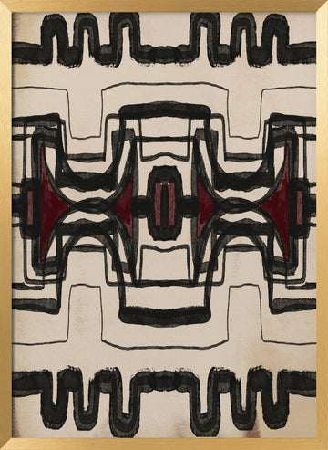 Red Tribal Geometry | Poster - Gold Frame Interior