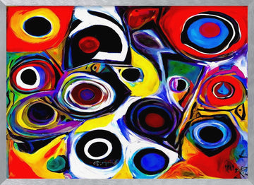 Vibrant Abstract Circles | Poster - Silver Frame Interior