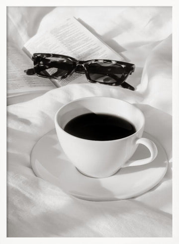 Morning Coffee and Reading | Poster - White Frame Interior
