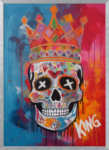 Colorful King Skull | Poster - Silver Frame Interior