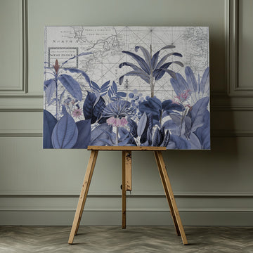 Blue Tropical Map | Canvas - Room Interior 1