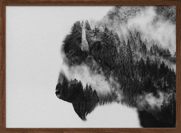 Forest Bison Spirit | Poster - Walnut Frame Interior