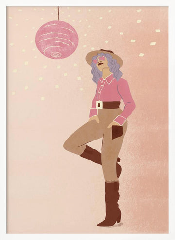 Disco Cowgirl 2 | Poster - White Frame Interior