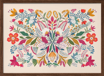 Vibrant Garden Tapestry | Poster - Walnut Frame Interior