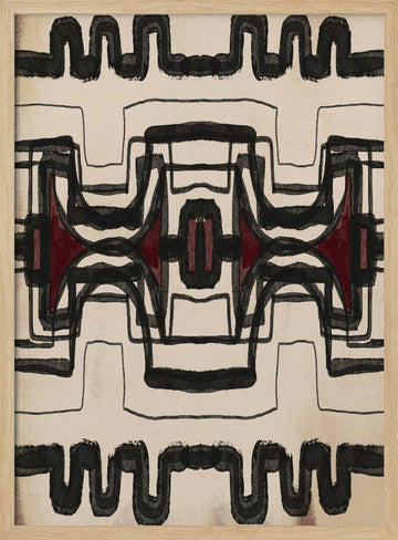 Red Tribal Geometry | Poster - Wood Frame Interior