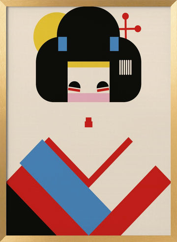 Colorful Geometric Woman | Poster - Gold Frame Interior